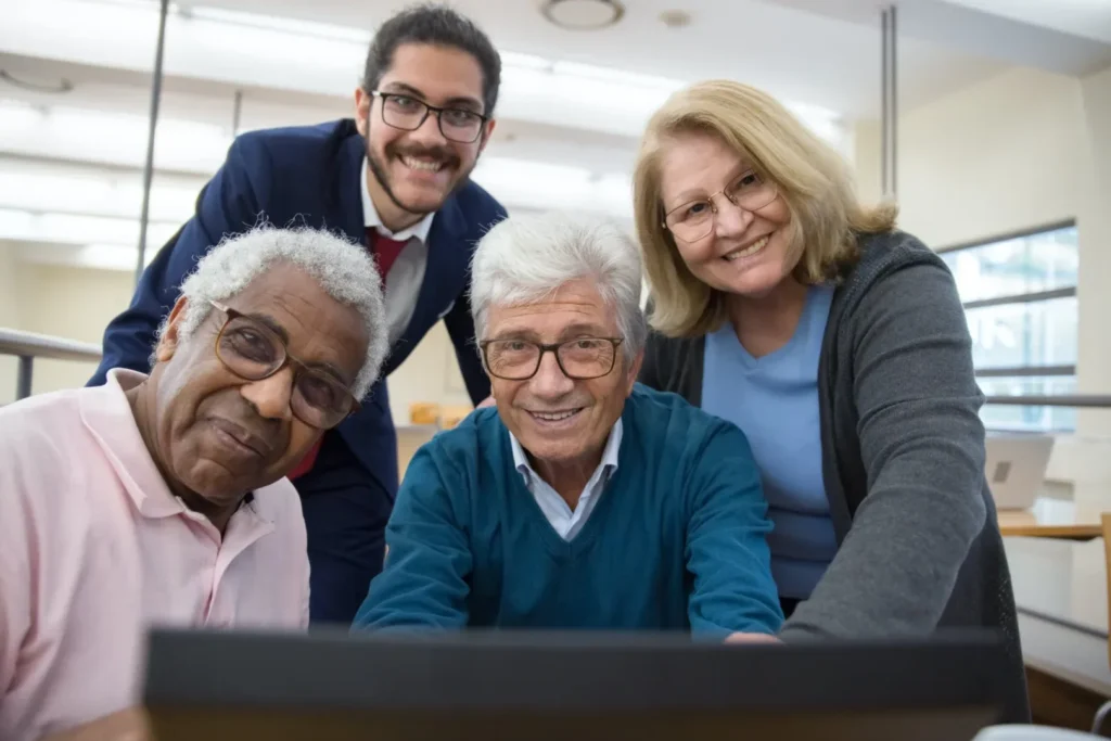 A group of seniors smiling at the camera.