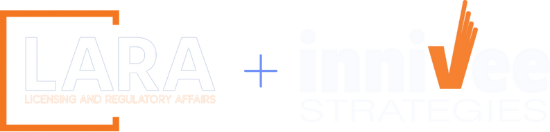 Michigan Interpreter Needs Assessment (MINA) 2 Logos of LARA (Licensing and Regulatory Affairs) and Innivee Strategies, partners in the Michigan Interpreter Needs Assessment.