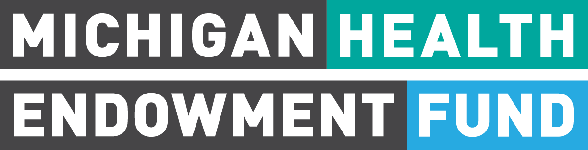 Michigan Interpreter Needs Assessment (MINA) 5 Logo of Michigan Health Endowment Fund in black, teal, and blue, supporting health initiatives across the state.